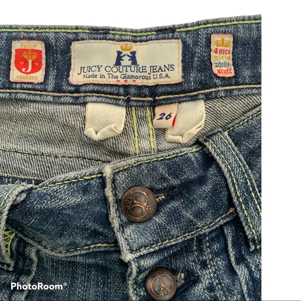 Juicy Couture Low Rise Medium Wash Button Jean  26 - Picture 2 of 7